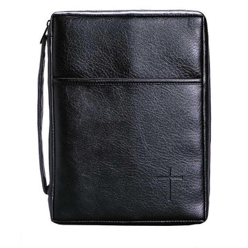 Cross Bible Cover with Pocket and Handle - Black - Pura Vida Books