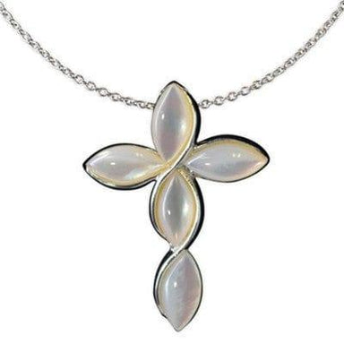 Cross Necklace, White Faux Mother of Pearl - Pura Vida Books