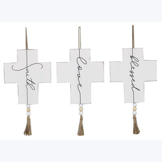 Cruz de madera Faith, Love, Blessed