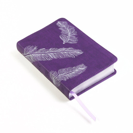 CSB Compact Ultrathin Bible for Teens, Plum Feathers LeatherTouch - Pura Vida Books