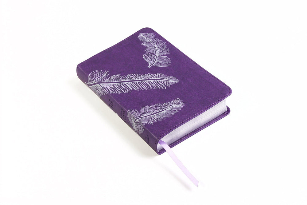 CSB Compact Ultrathin Bible for Teens, Plum Feathers LeatherTouch - Pura Vida Books