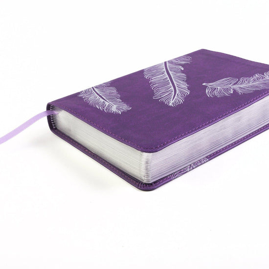 CSB Compact Ultrathin Bible for Teens, Plum Feathers LeatherTouch - Pura Vida Books