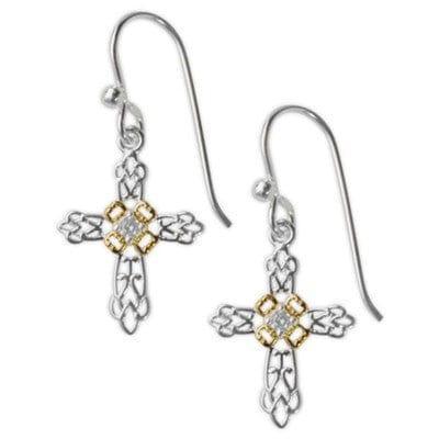 Cubic Zirconia Cross with Spot Gold Plating Wire Earrings - Pura Vida Books