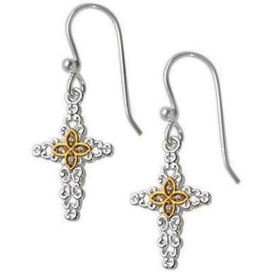 Cubic Zirconia Cross with Spot Gold Plating Wire Earrings - Pura Vida Books