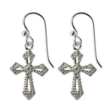 Cubic Zirconia Stone Open Cross Earrings - Pura Vida Books