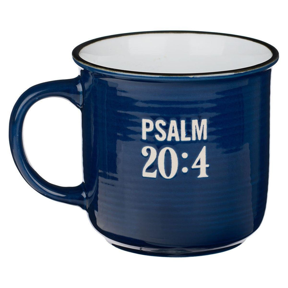 Desires of Your Heart Blue Ceramic Camp Style Mug- Psalm 20:4 - Pura Vida Books