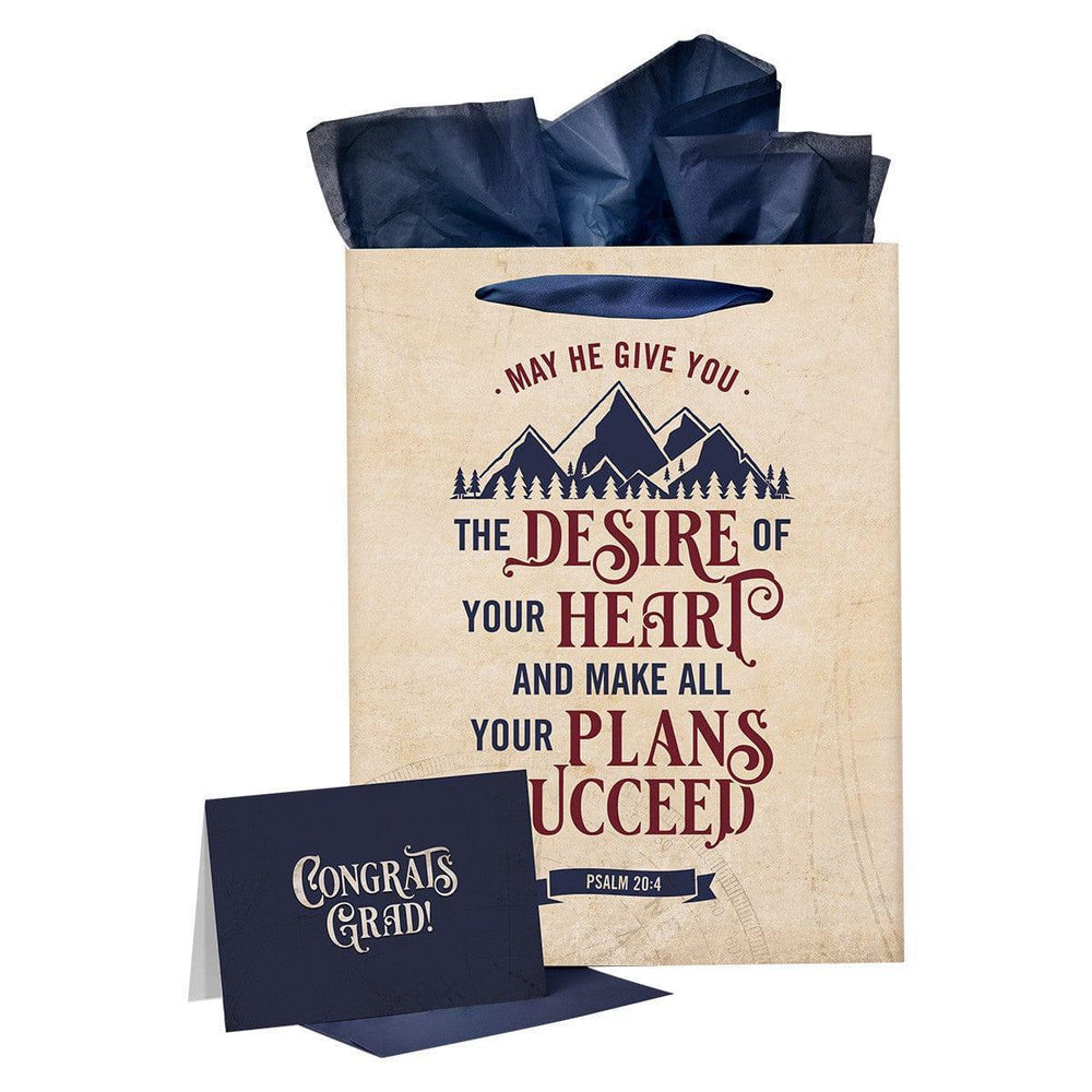 Desires of Your Heart Large Portrait Gift Bag with Card Set - Psalm 28:4 - Pura Vida Books