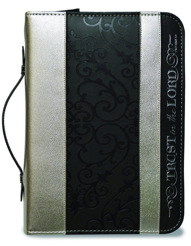 DIVINE DETAILS: BIBLE COVER BLACK AND SILVER TRUST IN THE LORD - Pura Vida Books