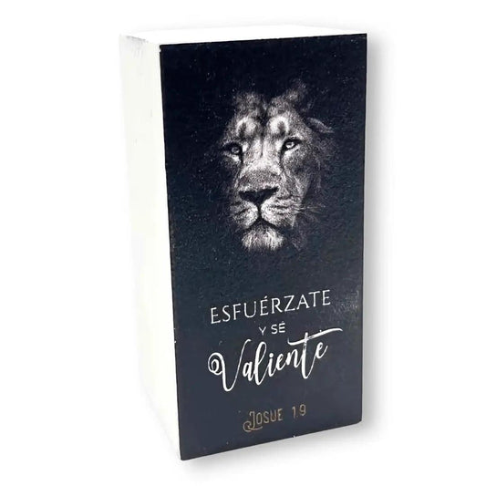 Esfuérzate y Sé Valiente - Bloque Decorativo Joyas de Bendición Madera