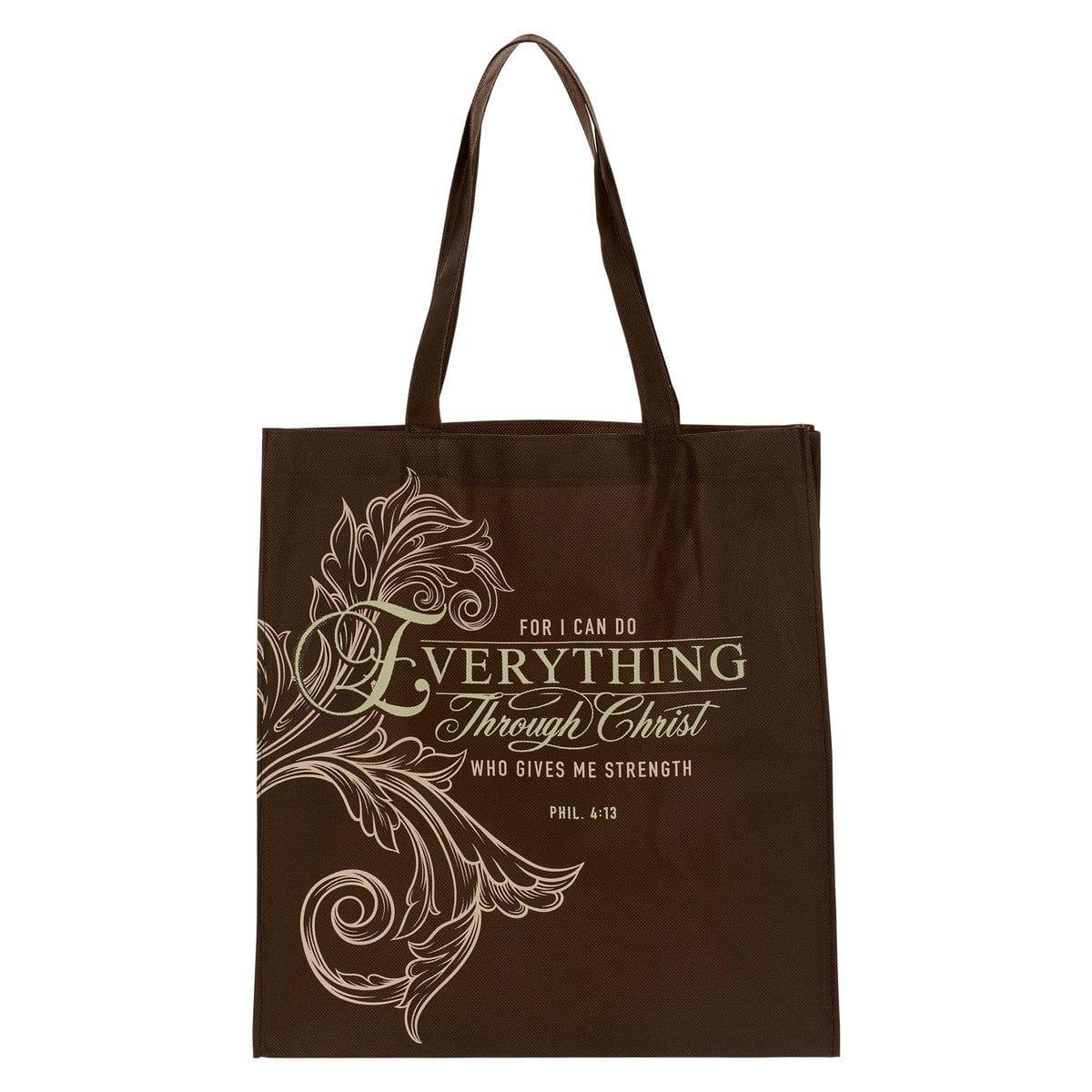 Everything Through Christ Fluted Iris Shopping Tote Bag - Philippians 4:13 - Pura Vida Books