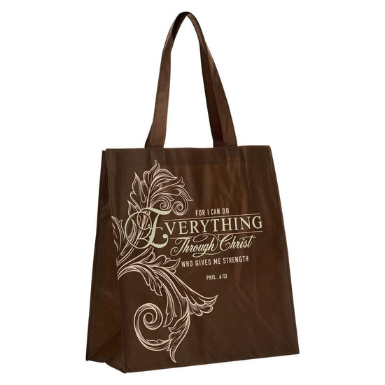 Everything Through Christ Fluted Iris Shopping Tote Bag - Philippians 4:13 - Pura Vida Books