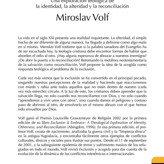 Exclusión y acogida - Miroslav Volf - Pura Vida Books