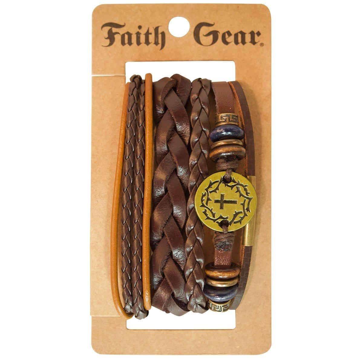 Faith Gear Gold Crown Cross Mens Bracelet Set - Pura Vida Books