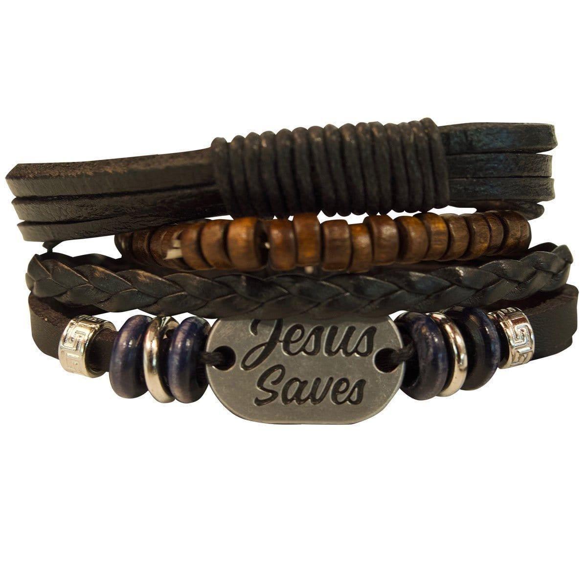 Faith Gear Jesus Saves Mens Bracelet Set - Pura Vida Books