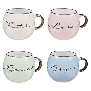 Faith, Grace, Love, Joy Ceramic Mug Set - Pura Vida Books