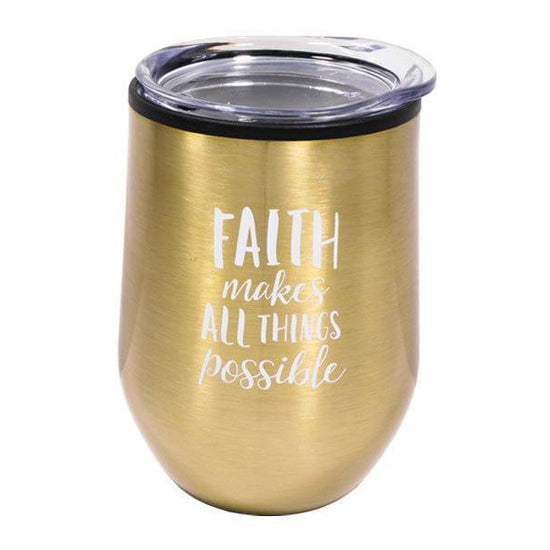 Faith Makes All Things Possible - Tumbler Stainless Steel Gold 12 Oz Mug - Pura Vida Books