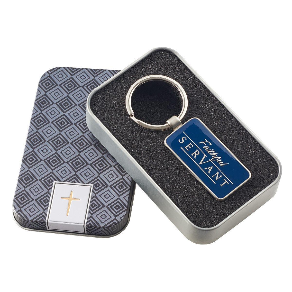 Faithful Servant - Chronicles 15:7 Keyring in Tin - Pura Vida Books