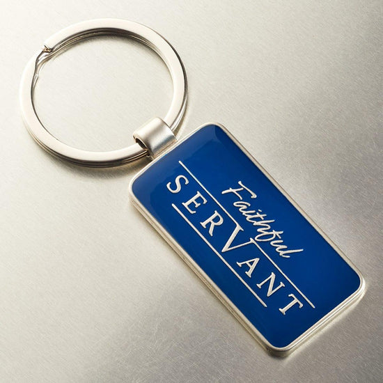 Faithful Servant - Chronicles 15:7 Keyring in Tin - Pura Vida Books