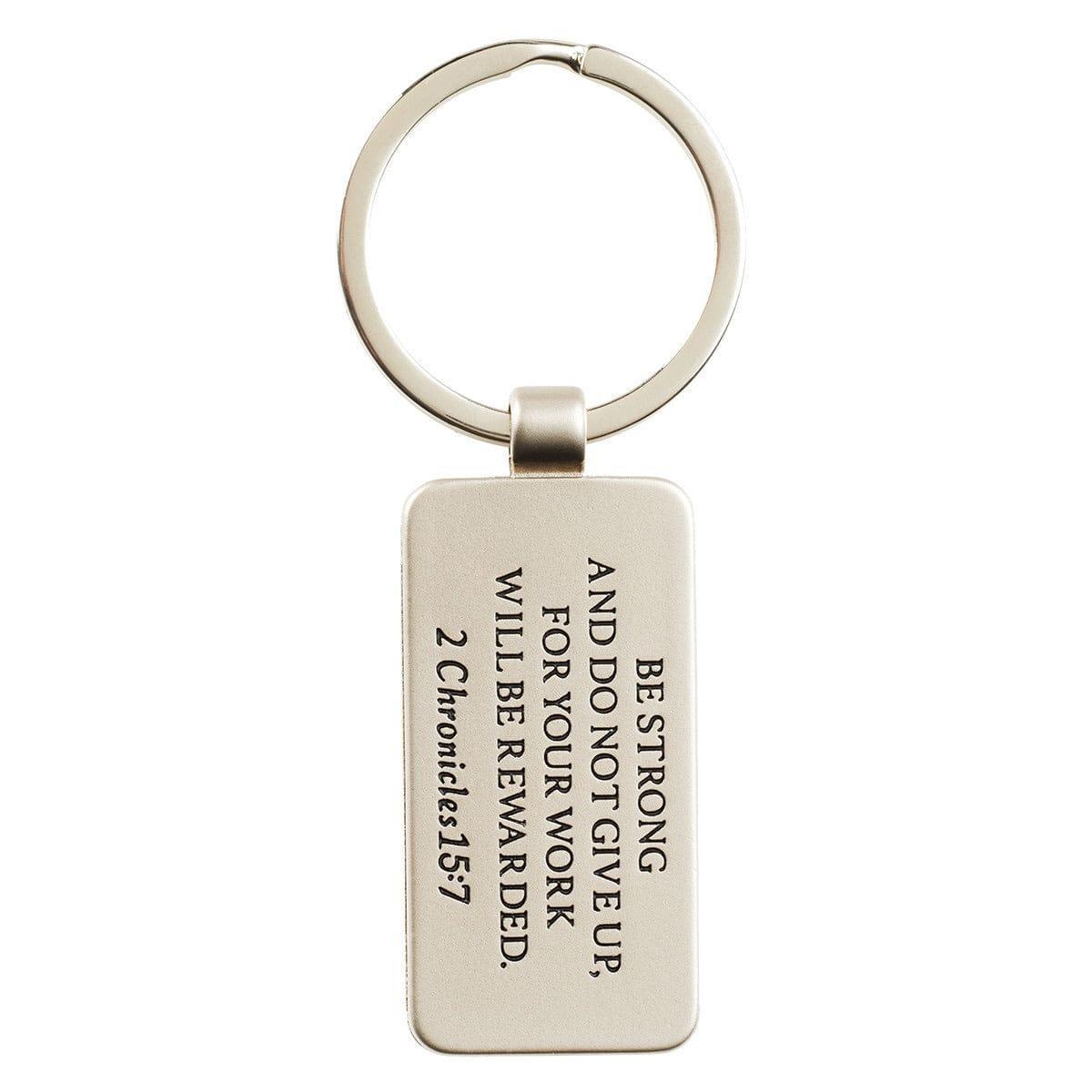 Faithful Servant - Chronicles 15:7 Keyring in Tin - Pura Vida Books