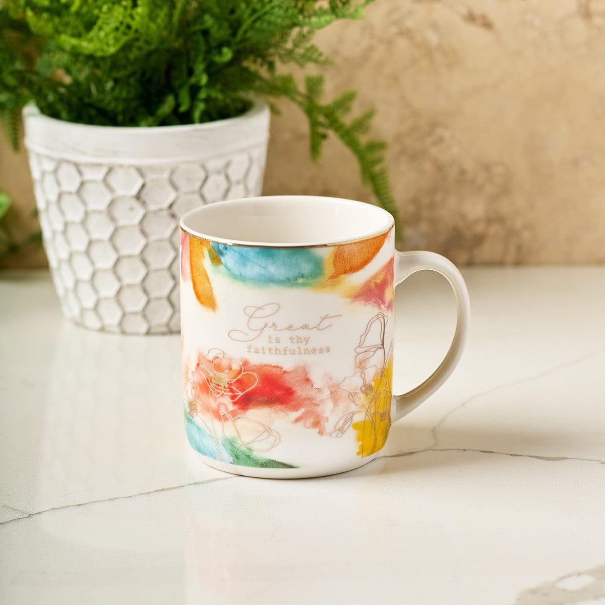 Faithfulness Pastel Meadow Ceramic Coffee Mug - Pura Vida Books