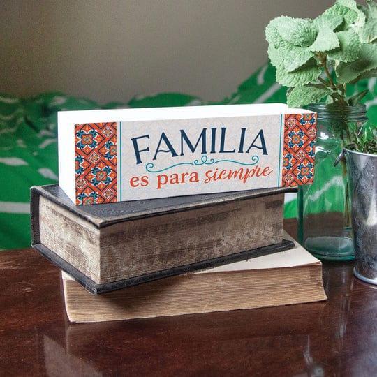 Familia Es Para Siempre Wood Block Décor - Pura Vida Books