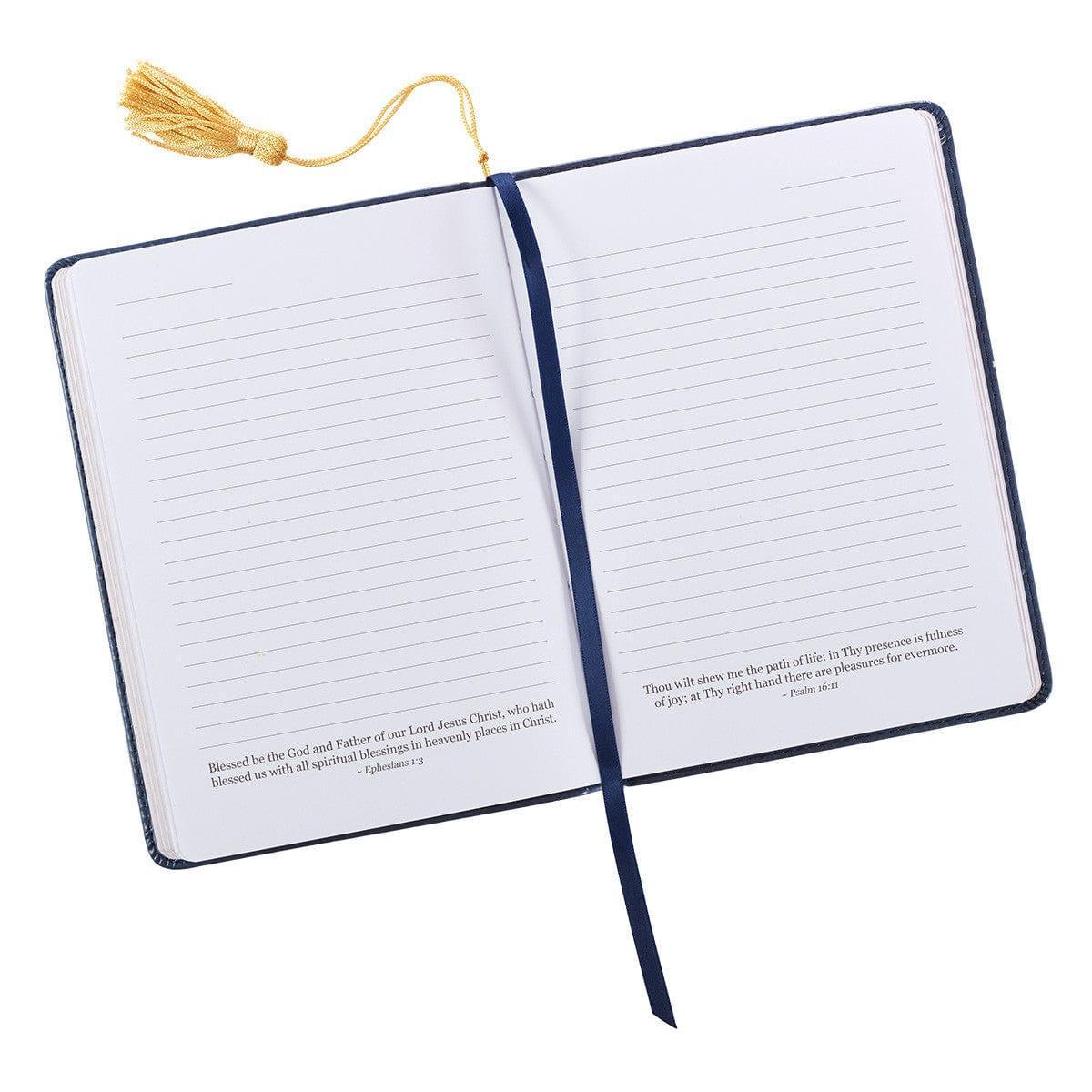 For I Know the Plans Handy-sized Faux Leather Journal in Navy - Jeremiah 29:11 - Pura Vida Books