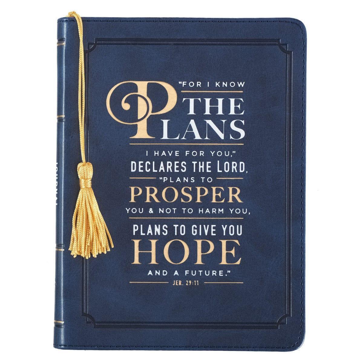 For I Know the Plans Handy-sized Faux Leather Journal in Navy - Jeremiah 29:11 - Pura Vida Books