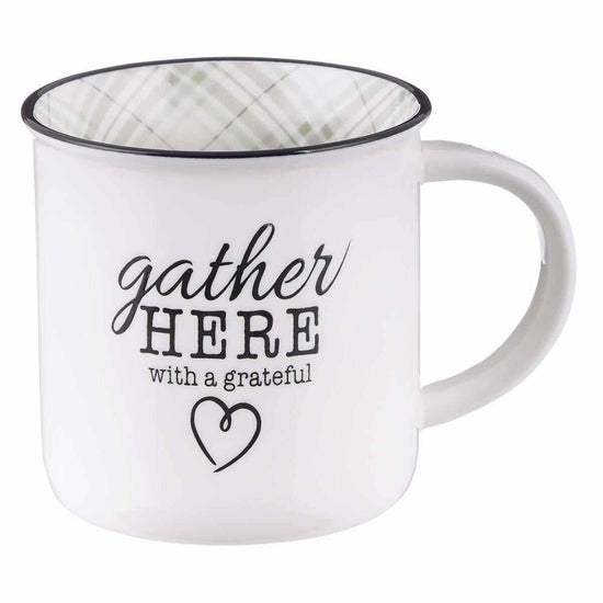 Gather Here With A Grateful Heart Camp-Style Ceramic Mug - Pura Vida Books