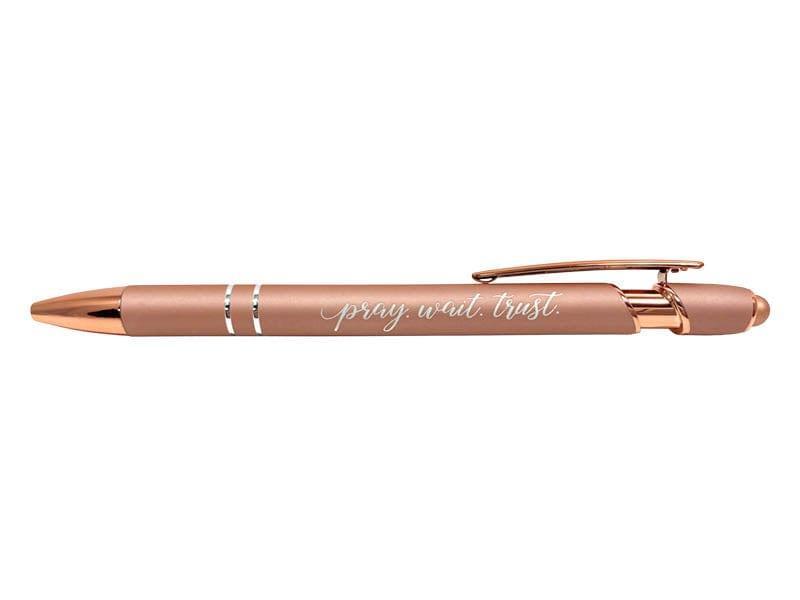 Gift Pen Soft Touch Pray Wait Trust Rose Gold - Pura Vida Books