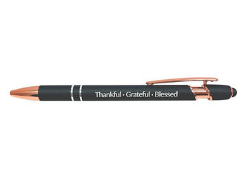 Gift Pen Soft Touch Thankful Gun Metal - Pura Vida Books