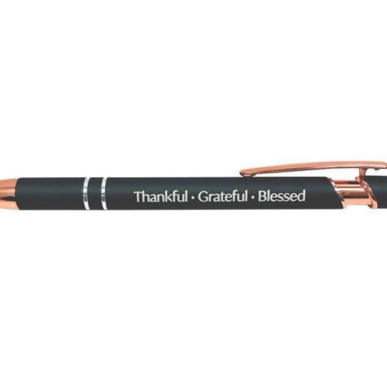 Gift Pen Soft Touch Thankful Gun Metal - Pura Vida Books