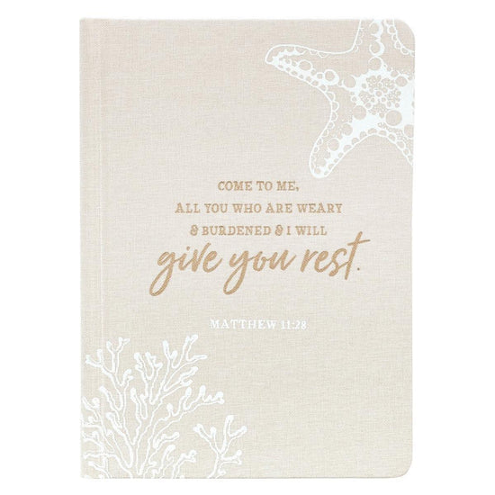 Give You Rest Hardcover Linen Journal - Matthew 11:28 - Pura Vida Books