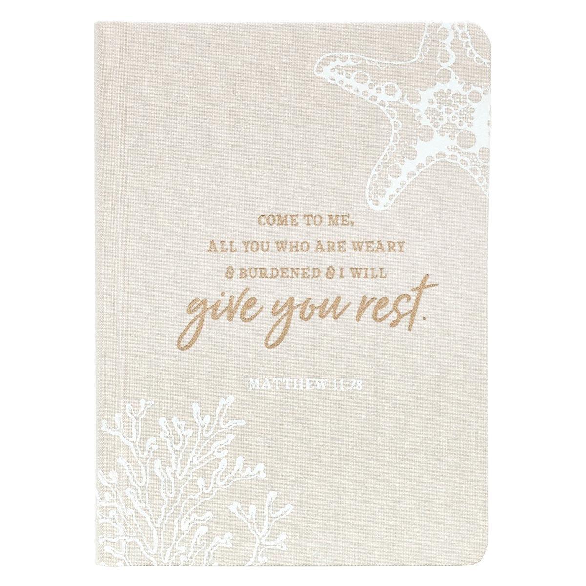 Give You Rest Hardcover Linen Journal - Matthew 11:28 - Pura Vida Books