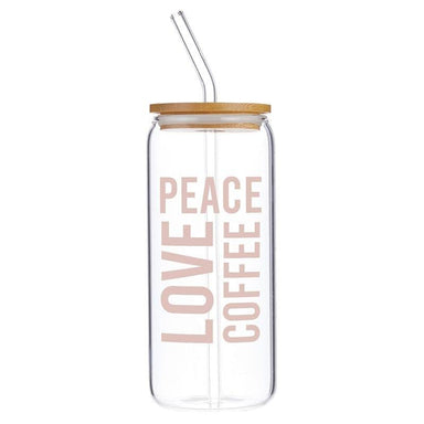 Glass Cold Brew Tumbler - Peace Love Coffee - Pura Vida Books