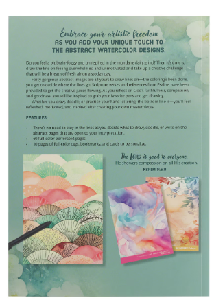 Back cover of the God Is Good reverse coloring book listing its features