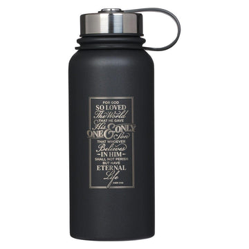 God So Loved The World Black Stainless Steel Water Bottle - Pura Vida Books