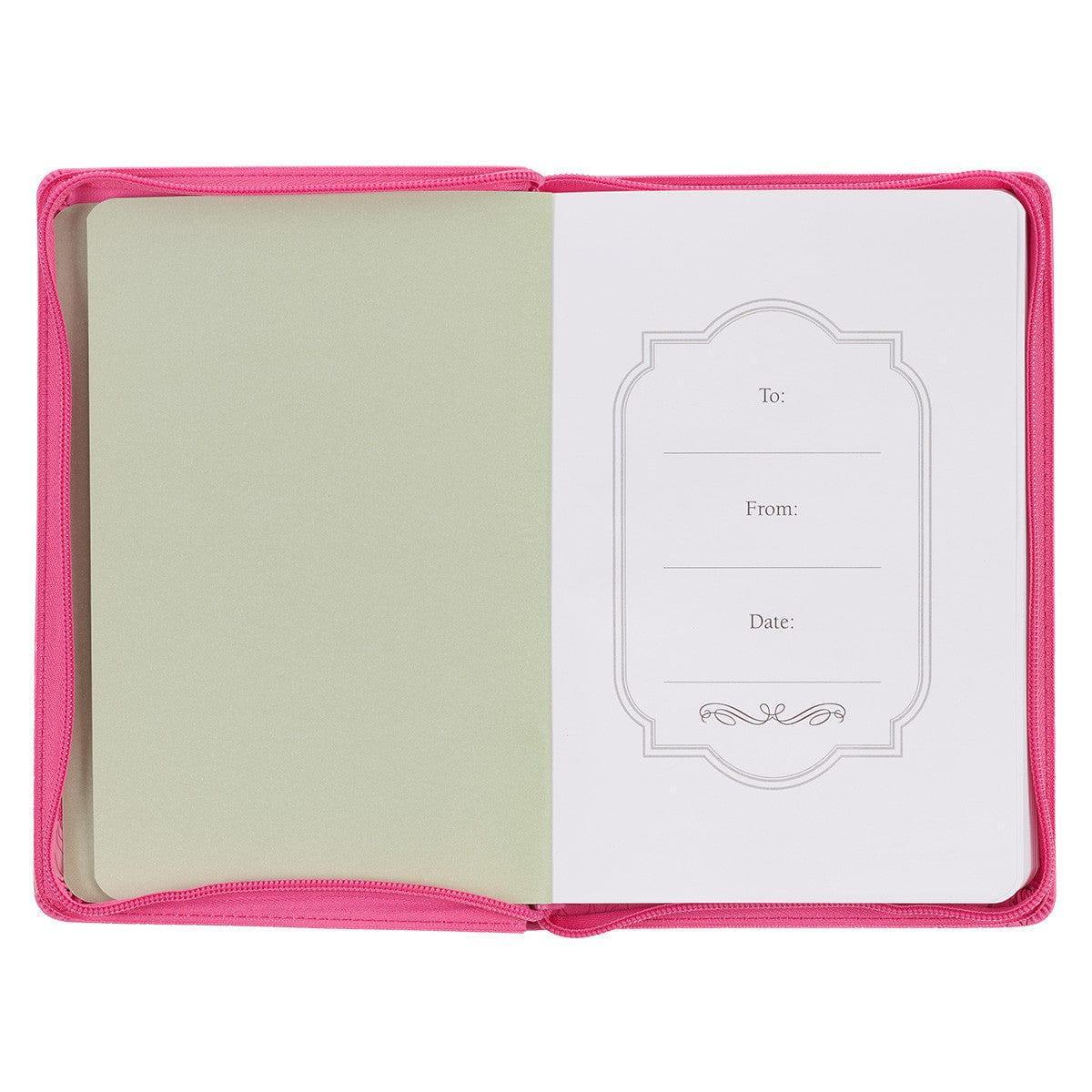 God Works For The Good Pink Sunflower Faux Leather Classic Journal with Zippered Closure - Romans 8:28 - Pura Vida Books