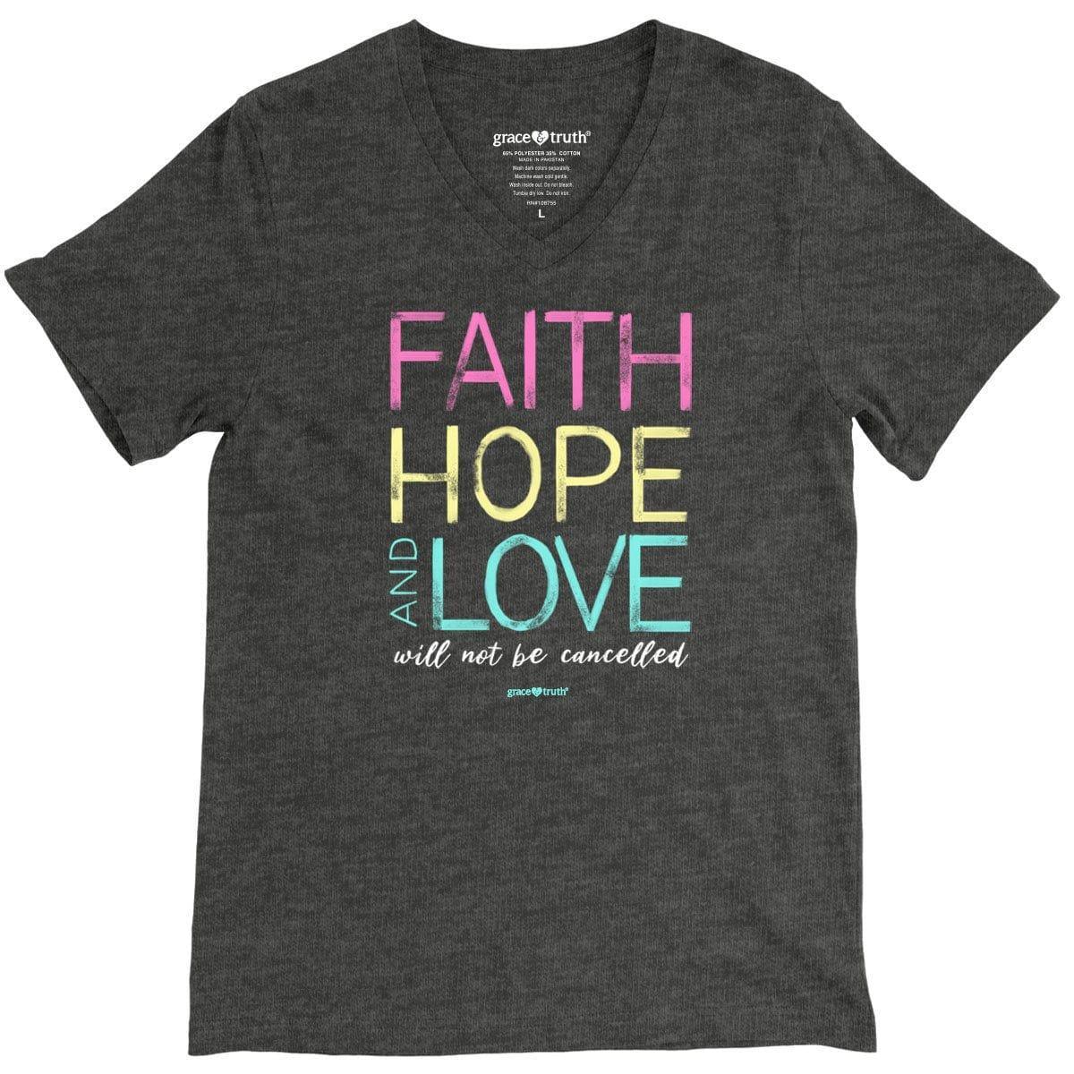 grace & truth Womens V-Neck T-Shirt Faith Love And Hope - Pura Vida Books