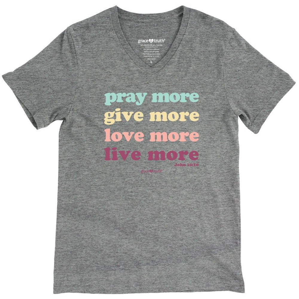 grace & truth Womens V-Neck T-Shirt Pray More - Pura Vida Books