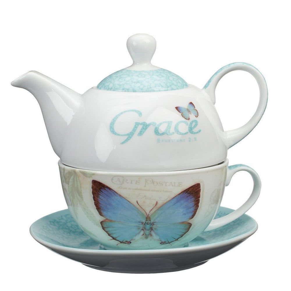 Grace Butterfly Blessings Tea Set for One - Pura Vida Books
