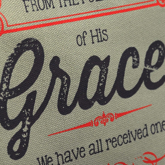 Grace Retro Blessings Canvas Tote Bag - John 1:16 - Pura Vida Books