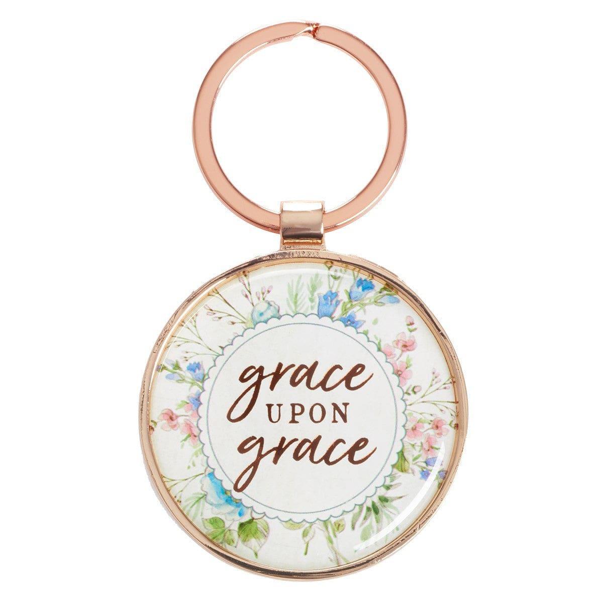 Grace Upon Grace - John 1:16 Key Ring in Tin - Pura Vida Books