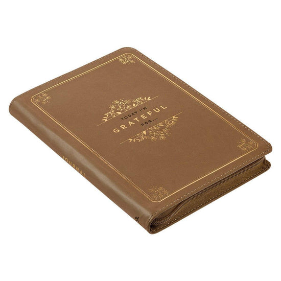 Grateful Butterscotch Faux Leather Classic Journal with Zipper Closure - Pura Vida Books