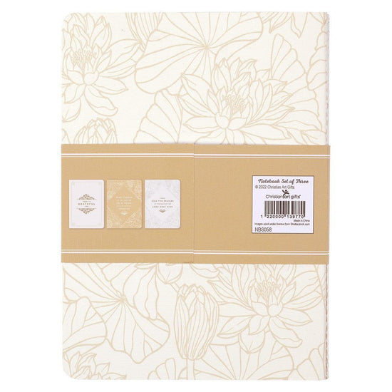 Gratitude White and Gold Large Prompted Notebook Set - Pura Vida Books