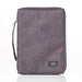 Gray Poly-canvas Bible Cover with Ichthus Fish Badge - Pura Vida Books