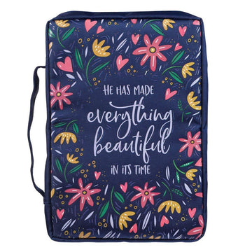 He Has Made Everything Beautiful Navy Floral Value Bible Cover - Ecclesiastes 3:11 - Pura Vida Books