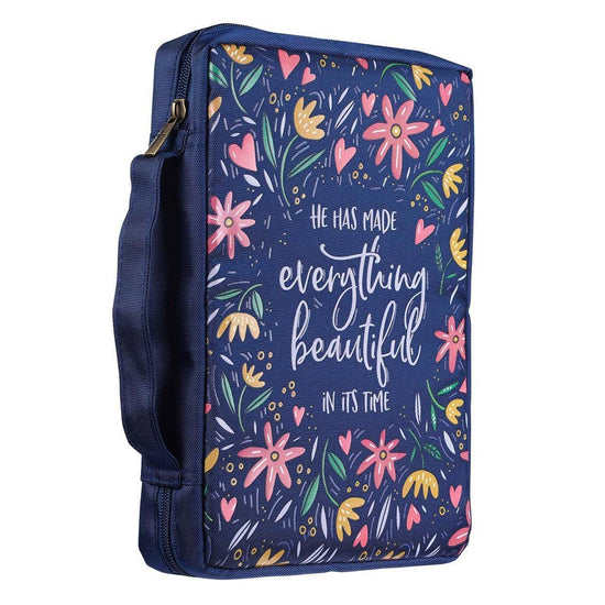 He Has Made Everything Beautiful Navy Floral Value Bible Cover - Ecclesiastes 3:11 - Pura Vida Books