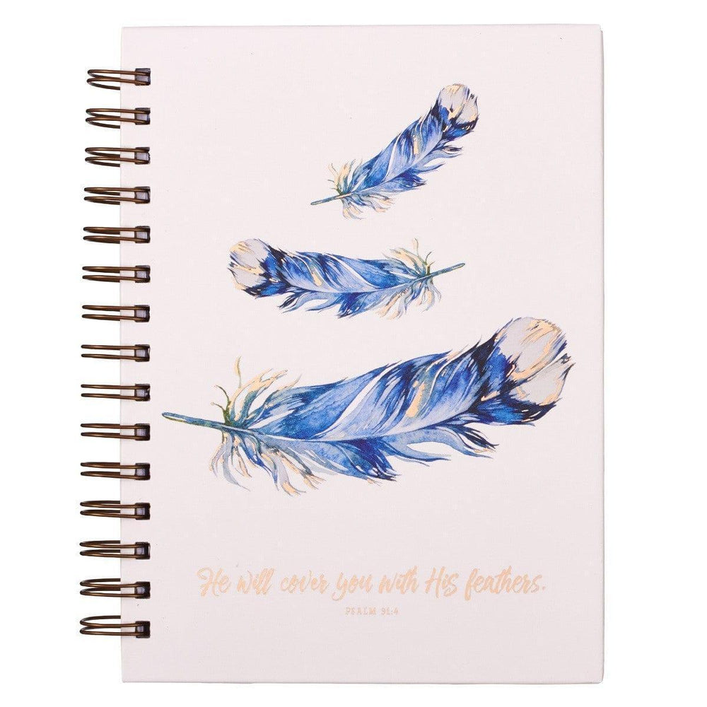 He Will Cover You Under His Feathers Large Hardcover Wirebound Journal - Psalm 91:4 - Pura Vida Books