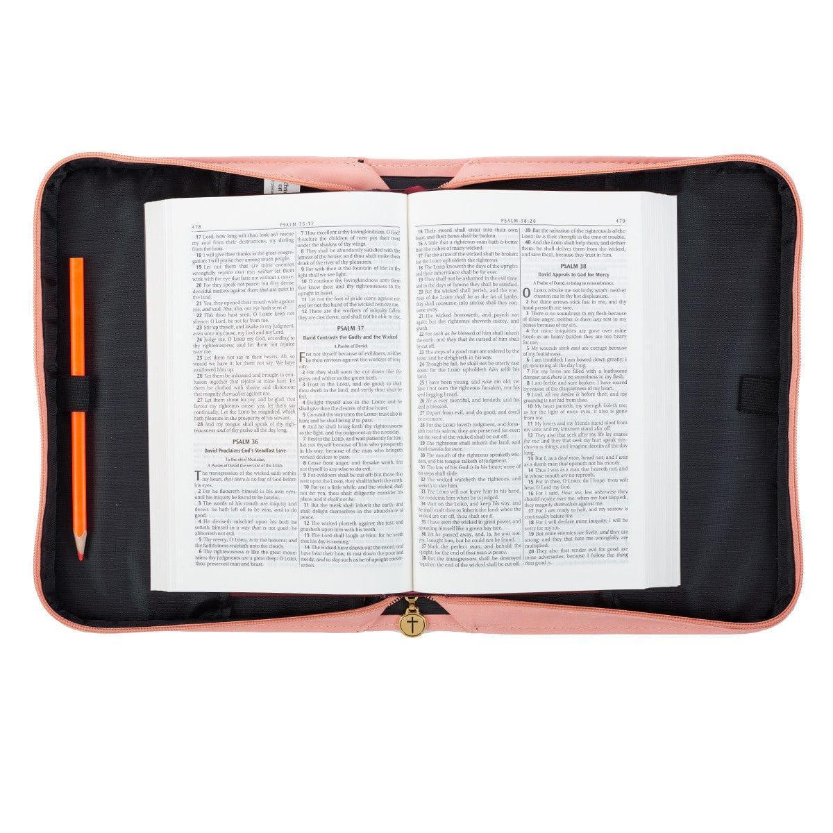 He Works All Things for Good Faux Leather Bible Cover - Romans 8:28 - Pura Vida Books