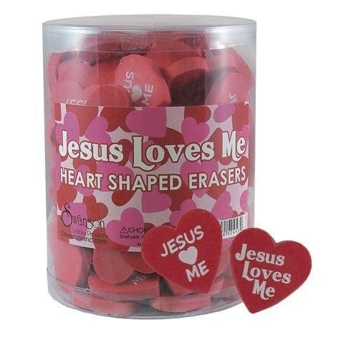 Heart Shaped Erasers - Jesus Loves Me (Red) Package of 96 - Pura Vida Books